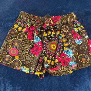High-Waist Multicolor Floral & Medallion Print Shorts - JB